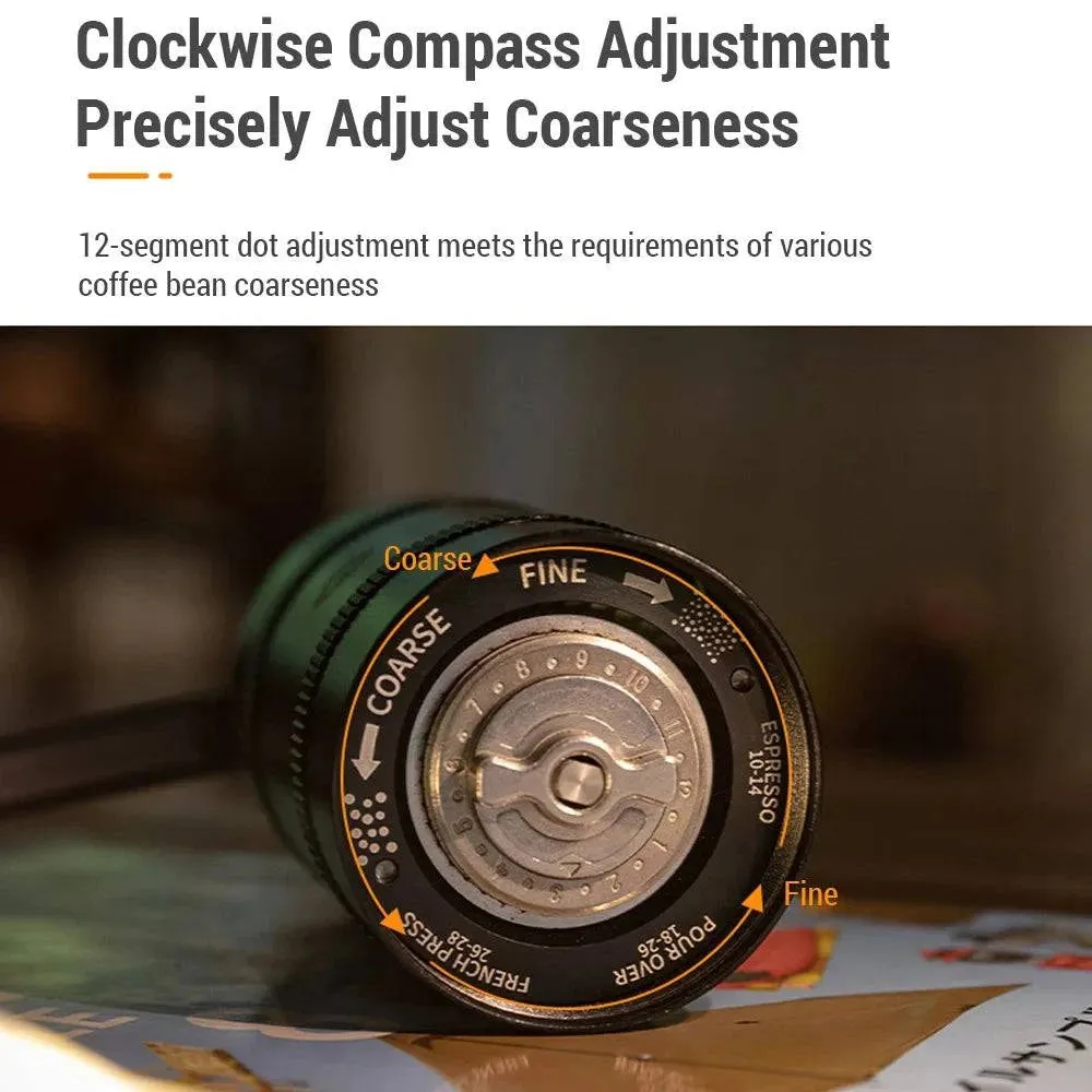 Manual Coffee Grinder Stainless Steel Conical Burr Coffee Grinder with Folding Handle for Camping