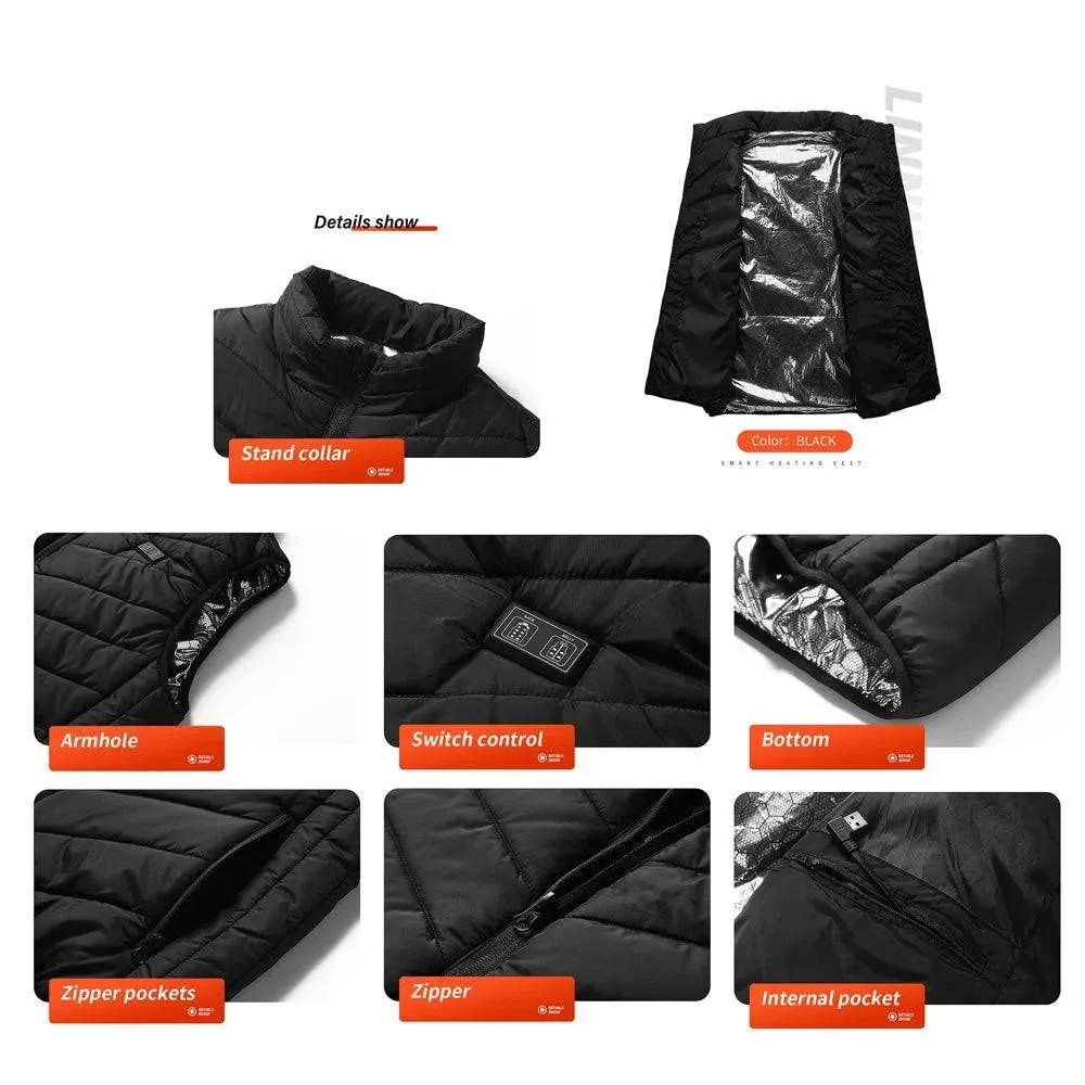 Men Women HeatIng Jacket Heated Vest 15-Zone Winter Electric Thermal Vest Washable Winter Jacket Clothes with 3 Heating Levels