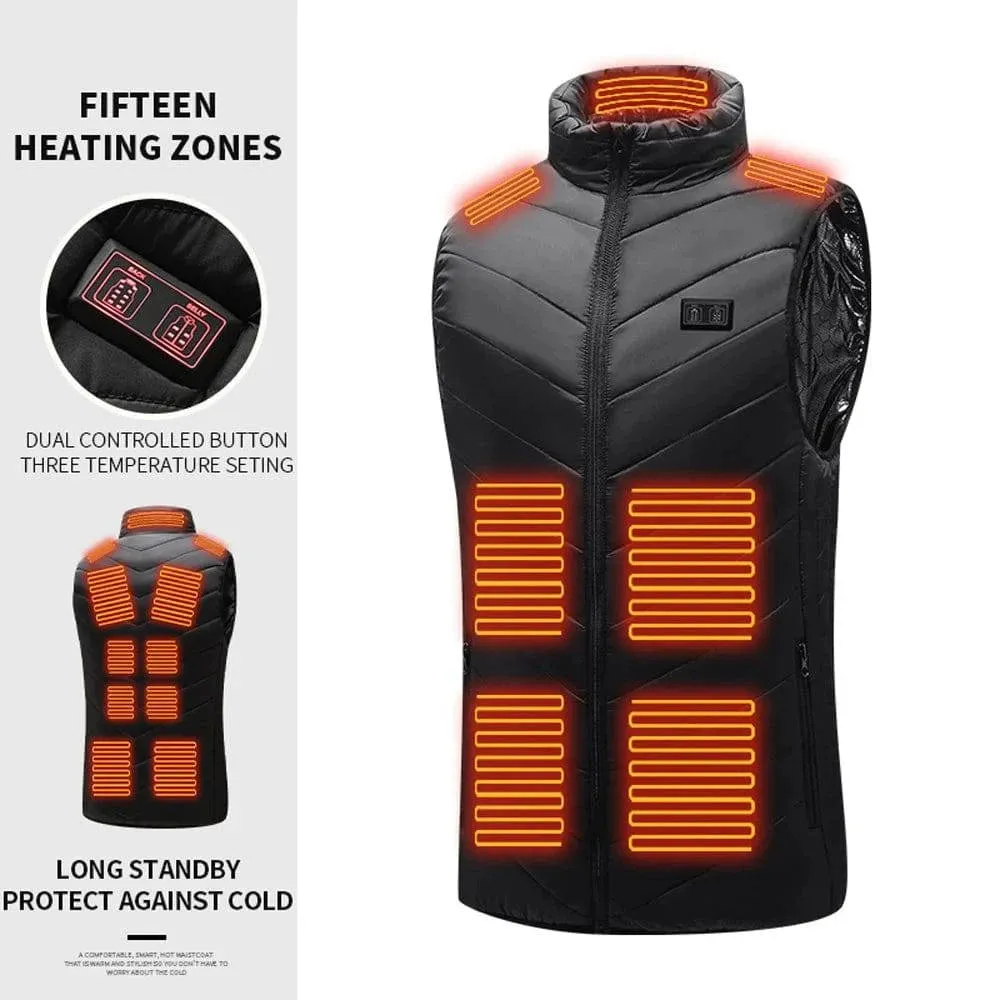 Men Women HeatIng Jacket Heated Vest 15-Zone Winter Electric Thermal Vest Washable Winter Jacket Clothes with 3 Heating Levels