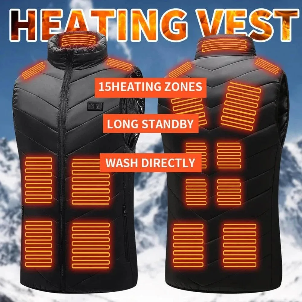 Men Women HeatIng Jacket Heated Vest 15-Zone Winter Electric Thermal Vest Washable Winter Jacket Clothes with 3 Heating Levels
