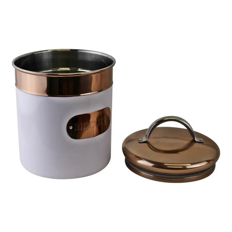 Metal Tin Twist Lid 3.3 Litres - White & Copper