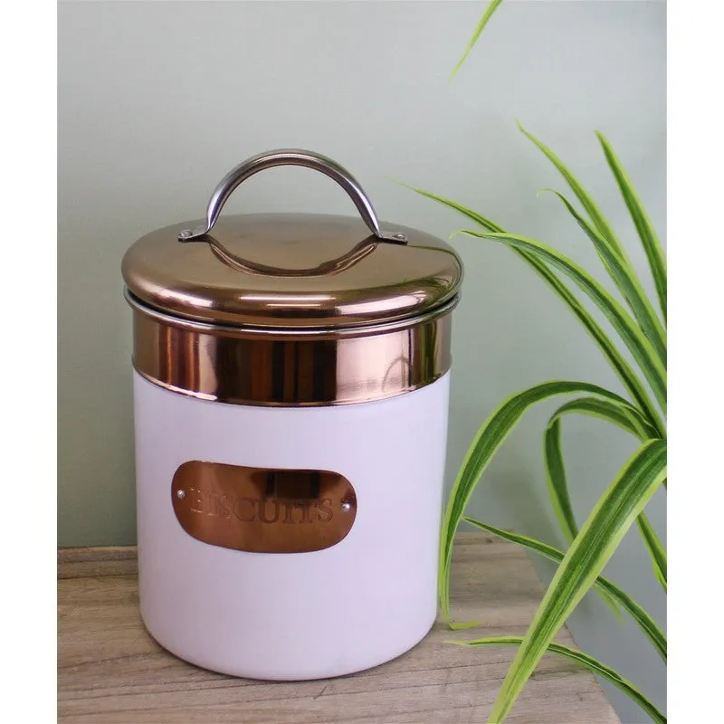 Metal Tin Twist Lid 3.3 Litres - White & Copper