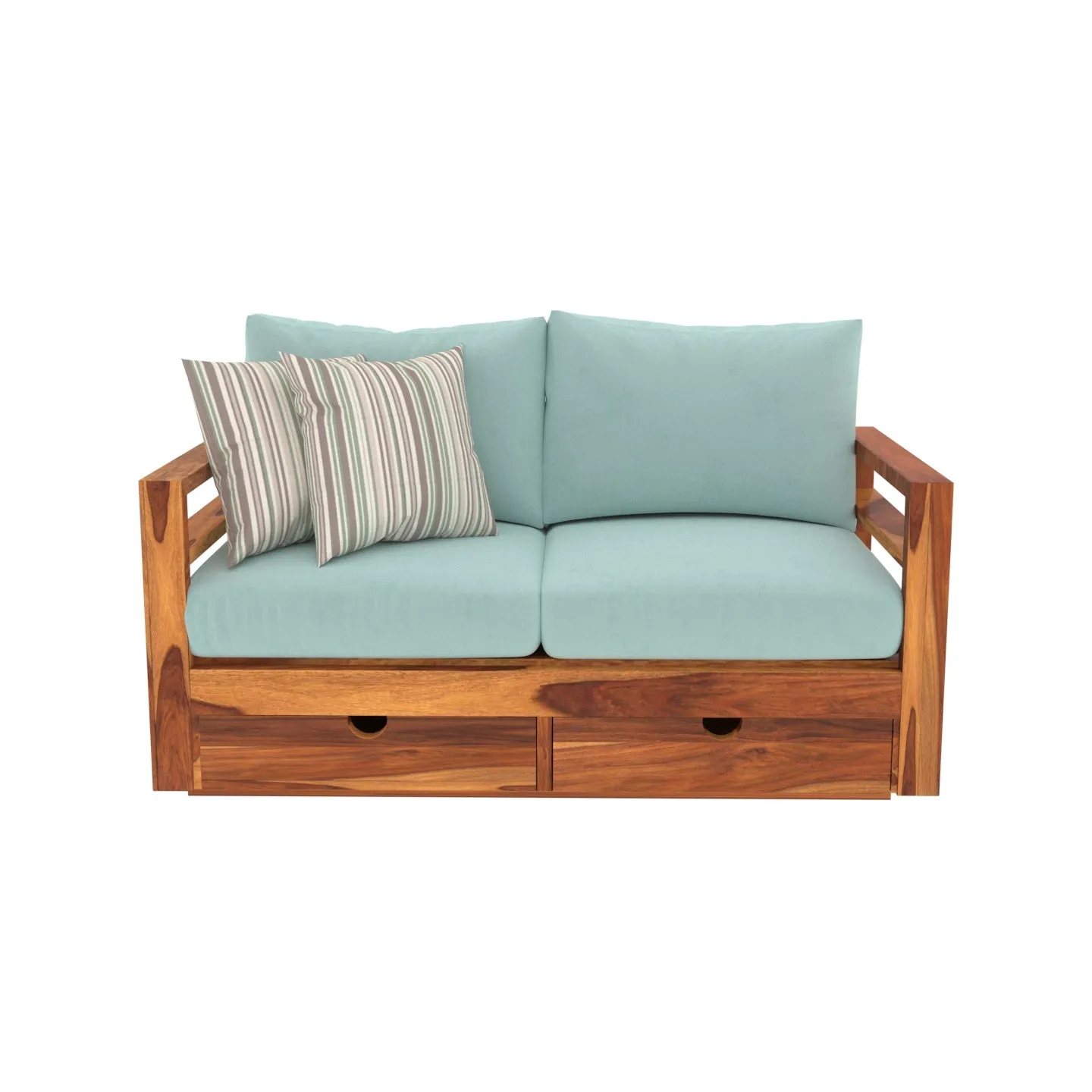 Metallic Blue Premium 2 Seater Sofa with Storage