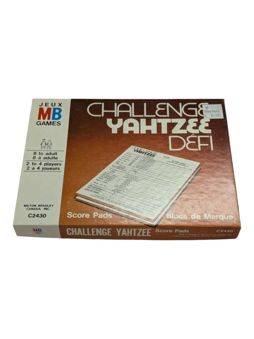 Milton Bradley Challenge Yahtzee Score Cards