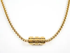 Modern 3 Wheel Slide Greek Design Gold Plated Steel Necklace