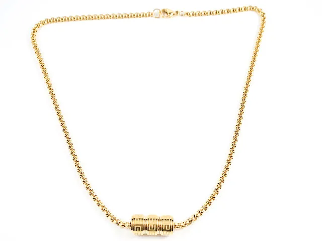 Modern 3 Wheel Slide Greek Design Gold Plated Steel Necklace