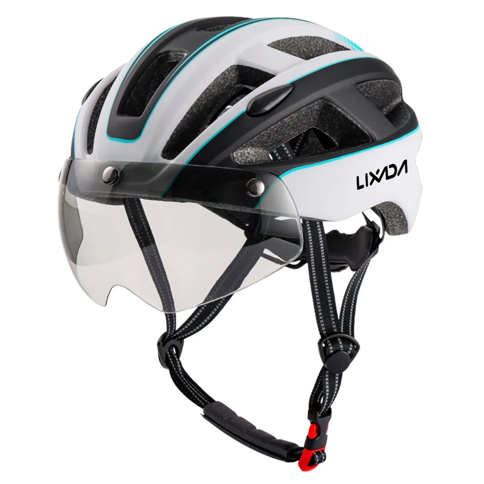 Mountain Bike Helmet One-piece Structure Cycling Helmets with Detachable Magnetic Goggles and USB Rechargeable Rear Light