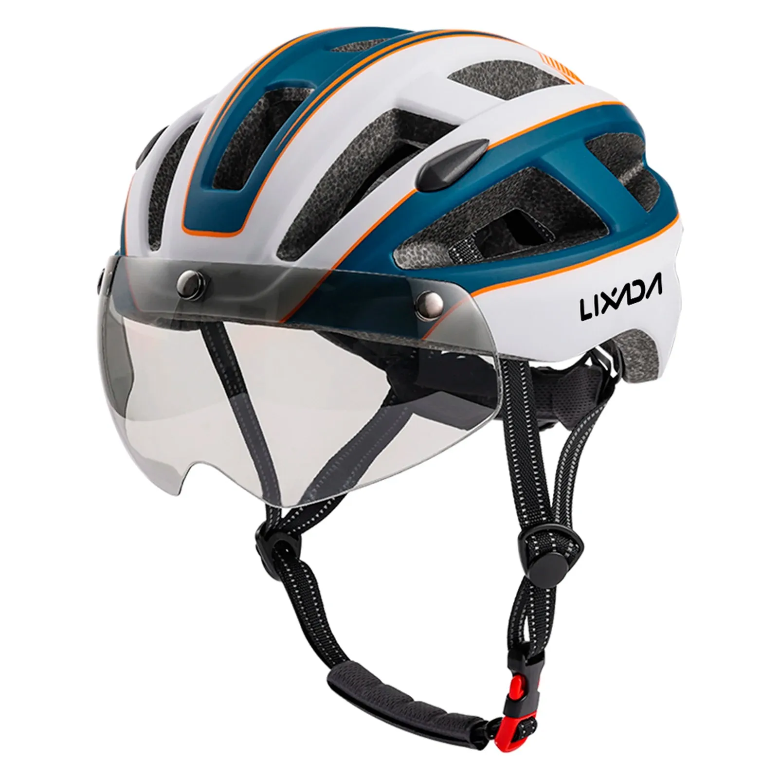 Mountain Bike Helmet One-piece Structure Cycling Helmets with Detachable Magnetic Goggles and USB Rechargeable Rear Light