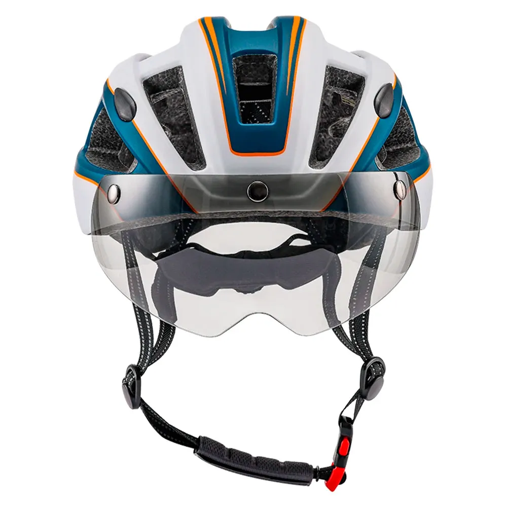 Mountain Bike Helmet One-piece Structure Cycling Helmets with Detachable Magnetic Goggles and USB Rechargeable Rear Light