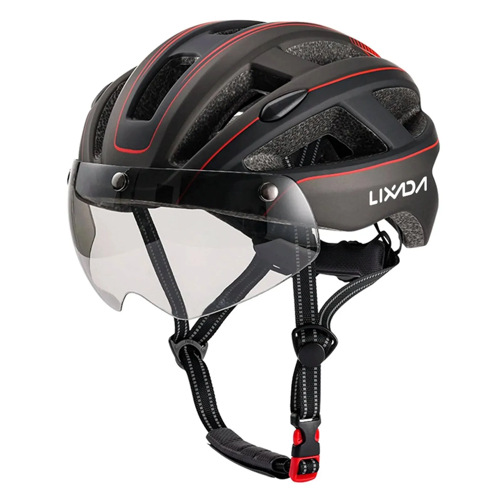 Mountain Bike Helmet One-piece Structure Cycling Helmets with Detachable Magnetic Goggles and USB Rechargeable Rear Light