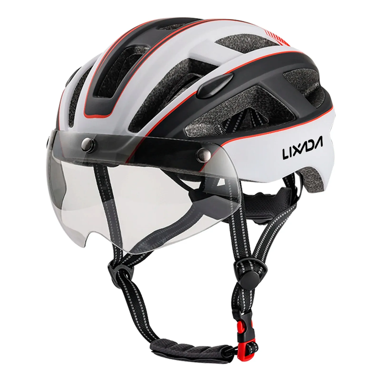 Mountain Bike Helmet One-piece Structure Cycling Helmets with Detachable Magnetic Goggles and USB Rechargeable Rear Light