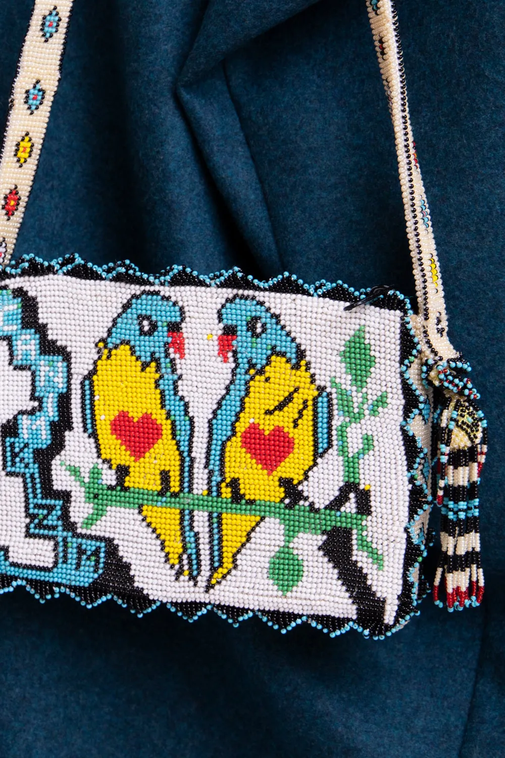 One-Of-A-Kind Birds Beaded Vintage Bag