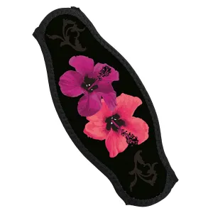 Open Box Innovative Scuba Concepts Black Strap Cover with Pink Hawaiian Flowers for Scuba or Snorkel Mask