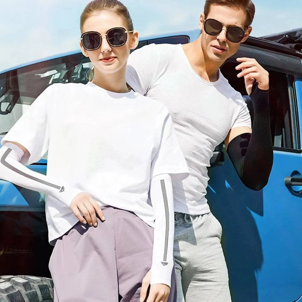 Outdoor Arm Sleeves UV Sun Protective Gloved Cooling Sleeves for Hiking Cycling Climbing Fishing Driving Sports Traveling