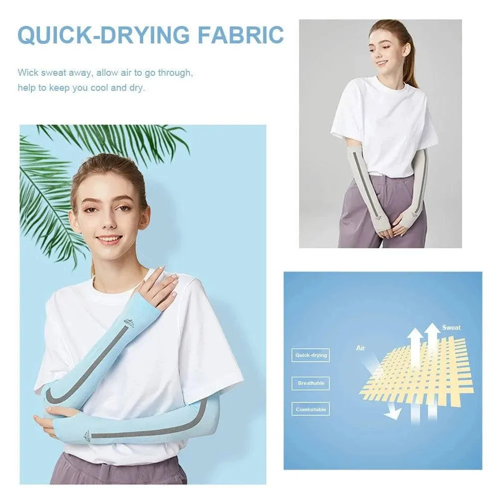 Outdoor Arm Sleeves UV Sun Protective Gloved Cooling Sleeves for Hiking Cycling Climbing Fishing Driving Sports Traveling