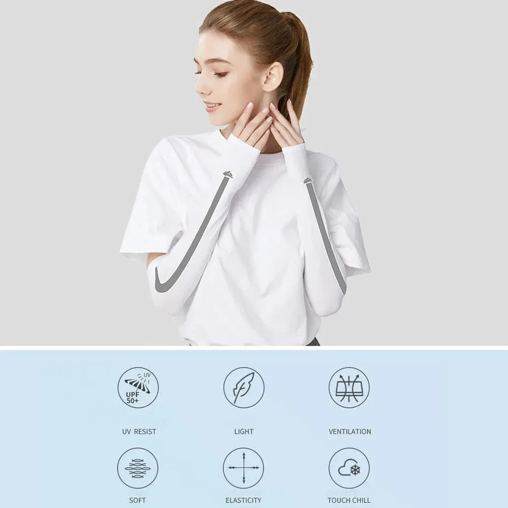 Outdoor Arm Sleeves UV Sun Protective Gloved Cooling Sleeves for Hiking Cycling Climbing Fishing Driving Sports Traveling