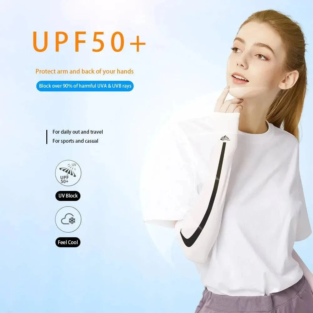 Outdoor Arm Sleeves UV Sun Protective Gloved Cooling Sleeves for Hiking Cycling Climbing Fishing Driving Sports Traveling