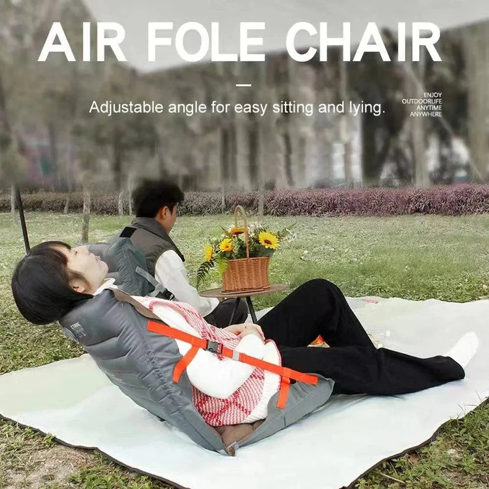 Outdoor Camping Inflation Chair Portable Beach Picnic Inflation Chair Mat with Back Rest Thickness Waterproof Folding Chair