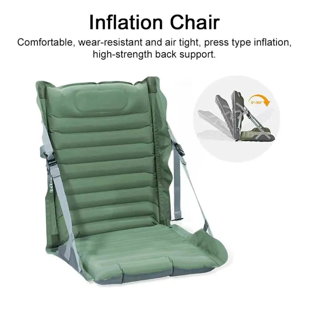 Outdoor Camping Inflation Chair Portable Beach Picnic Inflation Chair Mat with Back Rest Thickness Waterproof Folding Chair