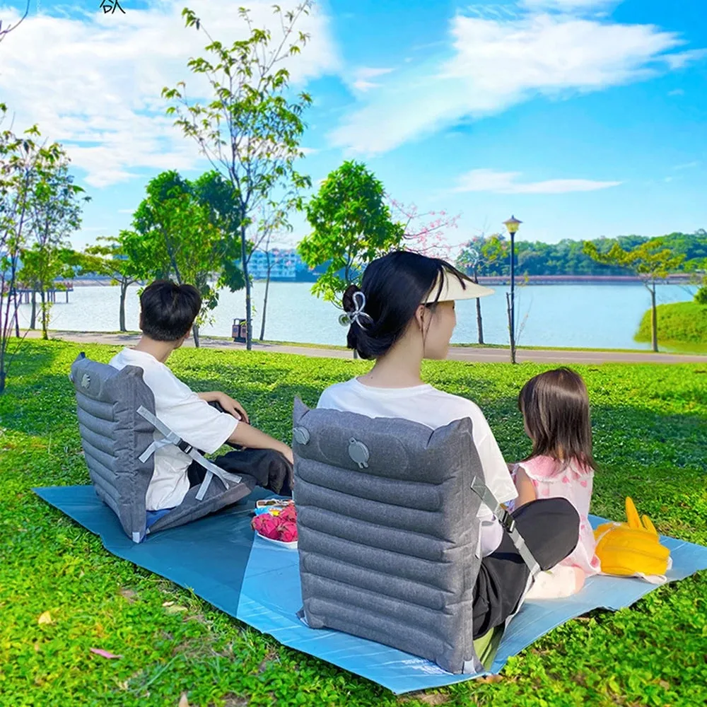 Outdoor Camping Inflation Chair Portable Beach Picnic Inflation Chair Mat with Back Rest Thickness Waterproof Folding Chair