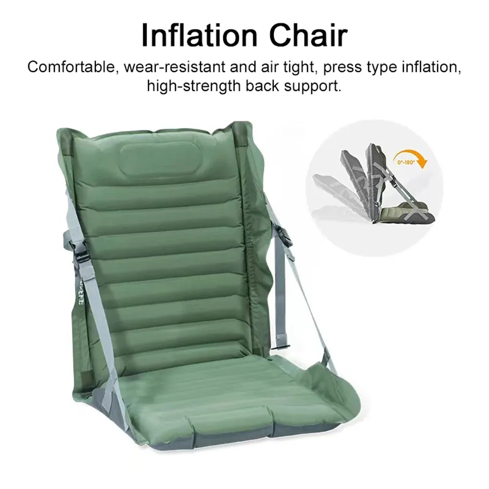 Outdoor Camping Inflation Chair Portable Beach Picnic Inflation Chair Mat with Back Rest Thickness Waterproof Folding Chair