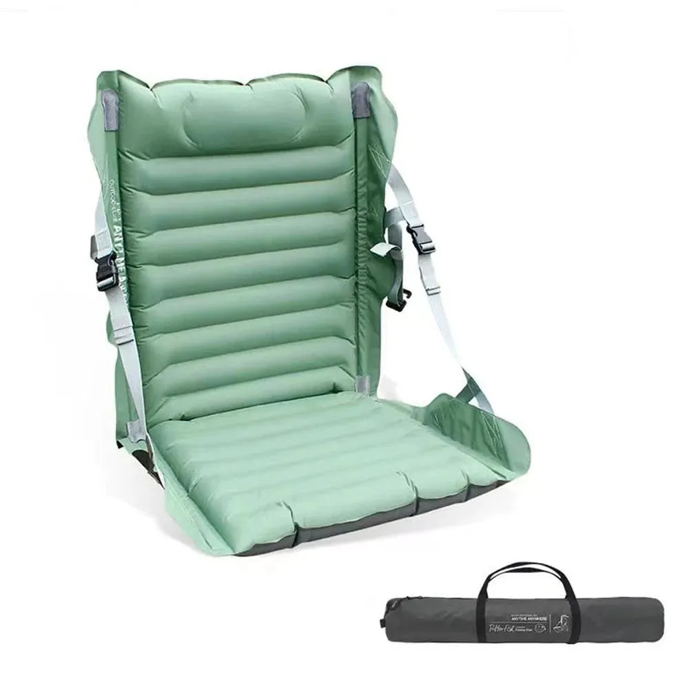 Outdoor Camping Inflation Chair Portable Beach Picnic Inflation Chair Mat with Back Rest Thickness Waterproof Folding Chair