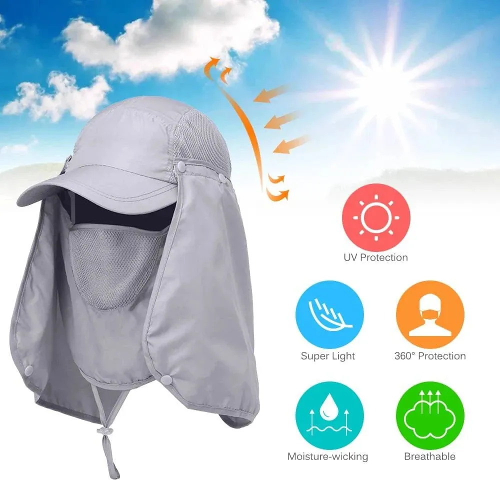 Outdoor Sport Hiking Visor Hat UV Guard Face Neck Cover Fishing Sun Protection Cap For Camping Climbing