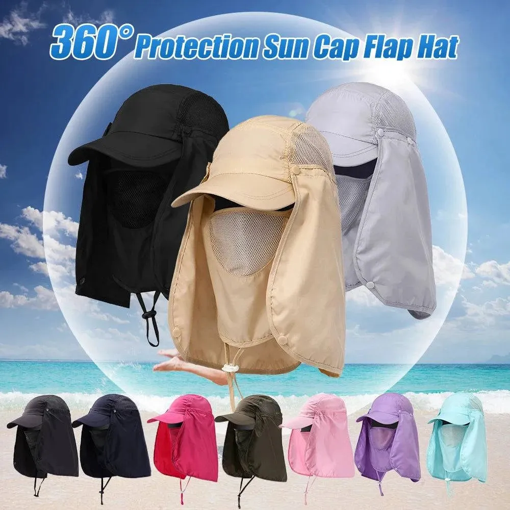 Outdoor Sport Hiking Visor Hat UV Guard Face Neck Cover Fishing Sun Protection Cap For Camping Climbing
