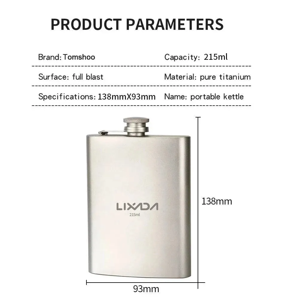 Outdoor Ti Flask Lightweight Ti Alcohol Container Ti Wine Bottle 215ml Camping Ti Flask For Outdoor Hiking