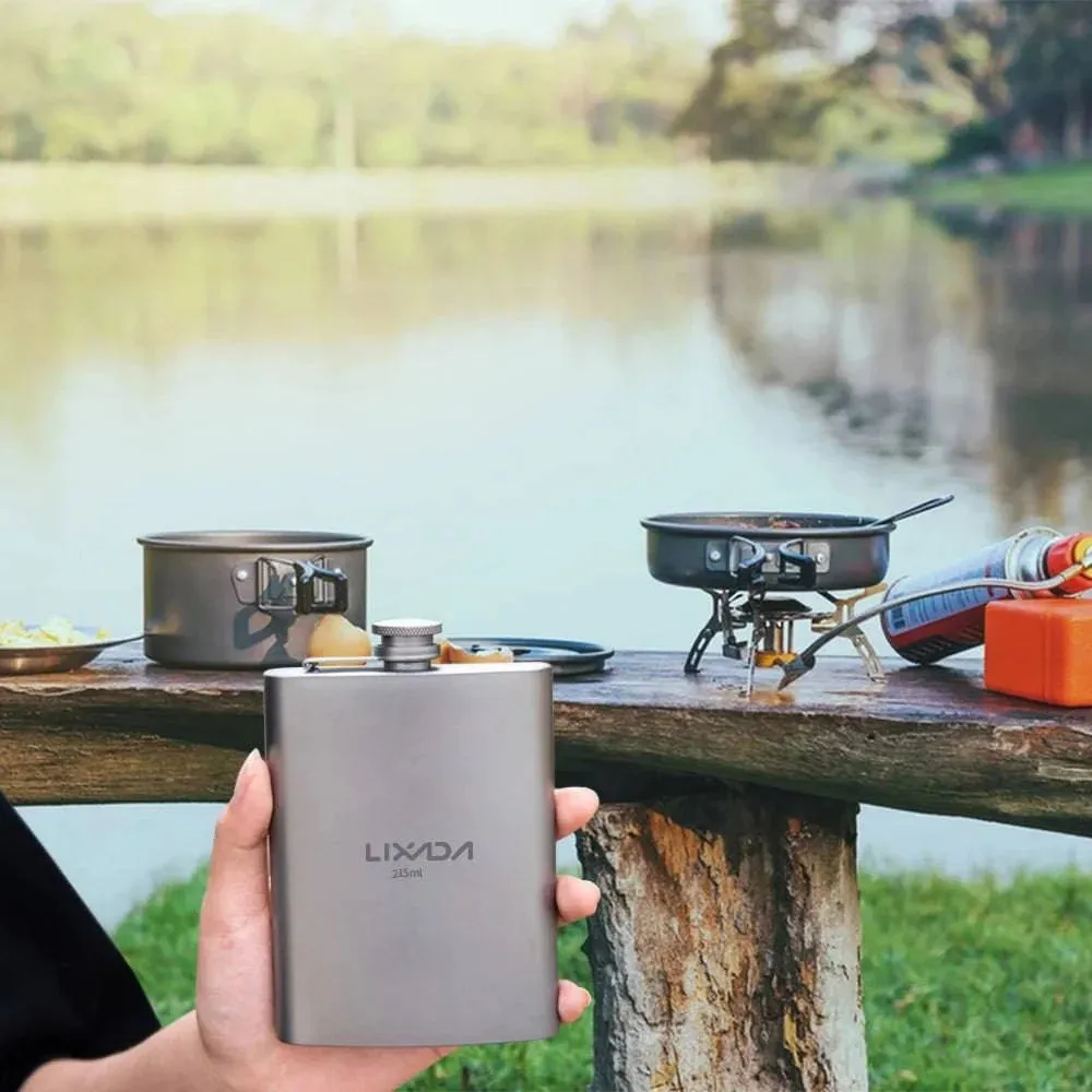 Outdoor Ti Flask Lightweight Ti Alcohol Container Ti Wine Bottle 215ml Camping Ti Flask For Outdoor Hiking