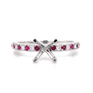 Pave Ruby & Diamond Engagement Ring in 18K White Gold Pave Ruby & Diamond Engagement Ring in 18K White Gold