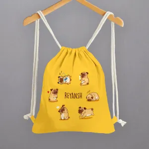 Personalised Drawstring Bags - Pug Personalised Drawstring Bags - Pug