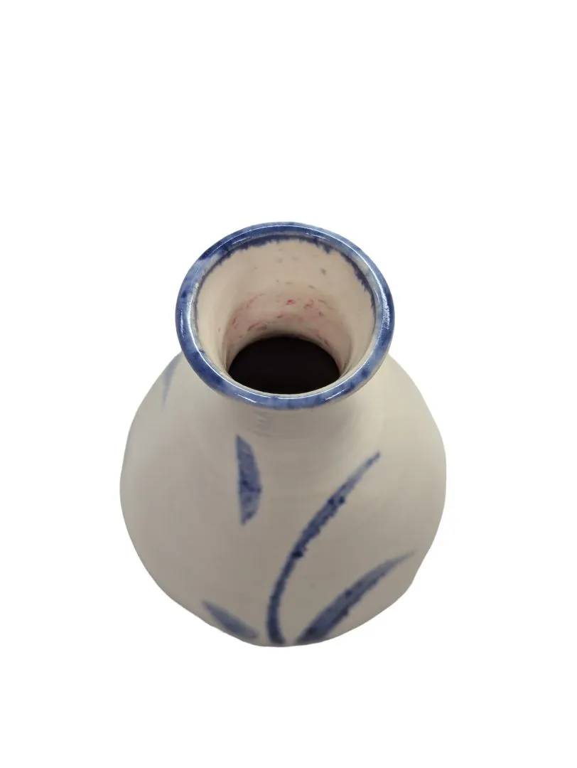 Pottery Folk Art Blue Floral vase