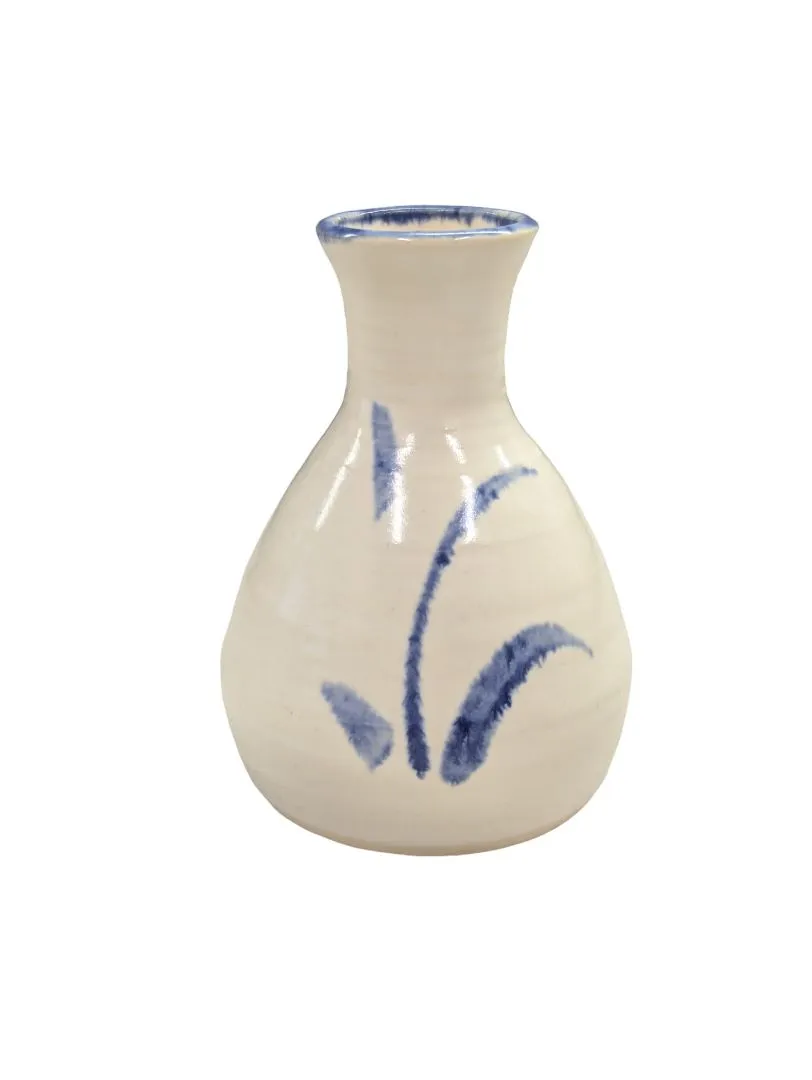 Pottery Folk Art Blue Floral vase