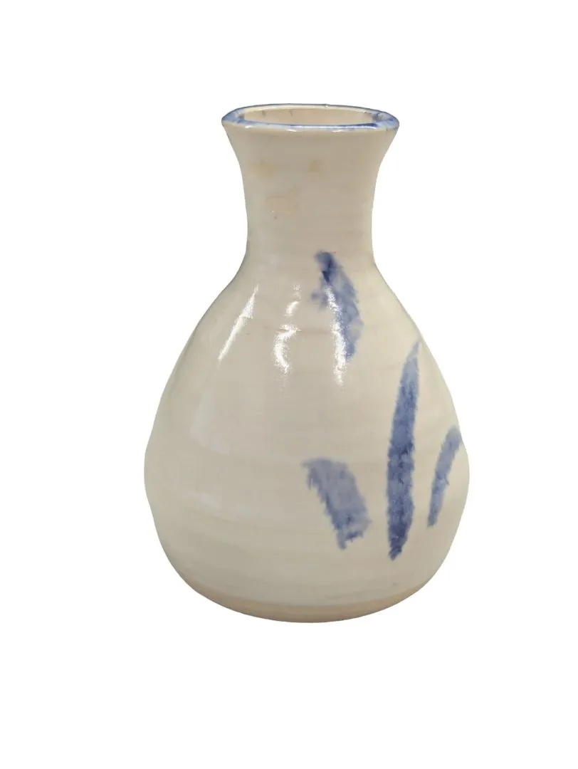 Pottery Folk Art Blue Floral vase
