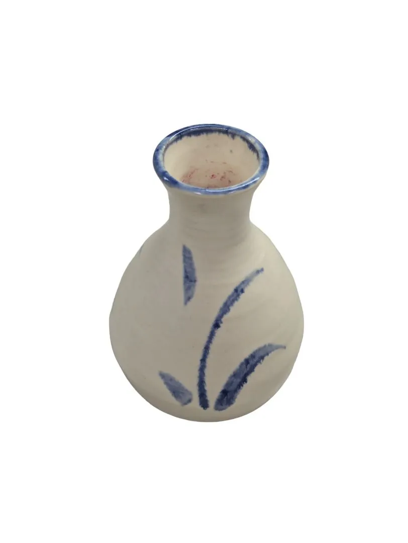 Pottery Folk Art Blue Floral vase