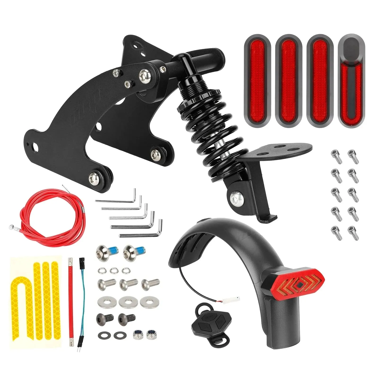 Rear Shock Absorber Electric Scooter Suspension Kit with Remote Control LED Taillight Rear Mudguard Wheel Hub Decorative Cover