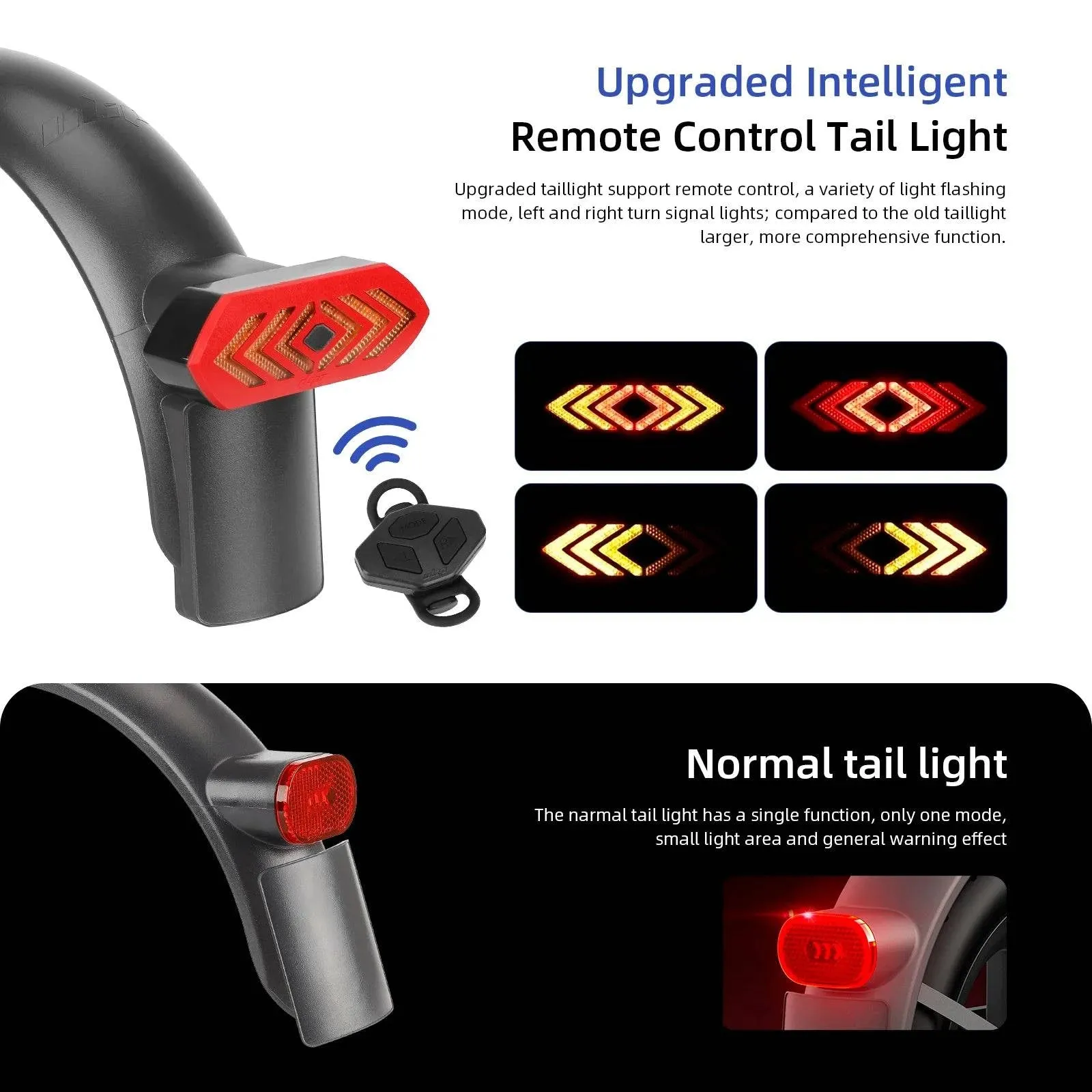 Rear Shock Absorber Electric Scooter Suspension Kit with Remote Control LED Taillight Rear Mudguard Wheel Hub Decorative Cover