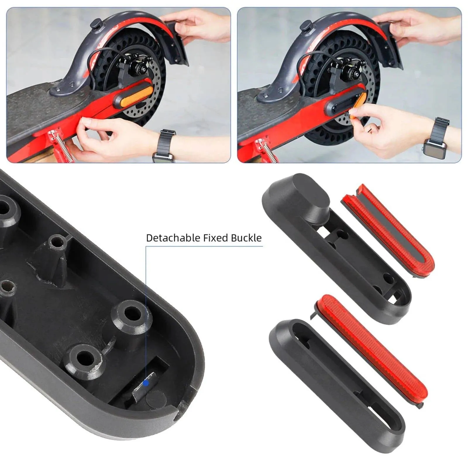 Rear Shock Absorber Electric Scooter Suspension Kit with Remote Control LED Taillight Rear Mudguard Wheel Hub Decorative Cover