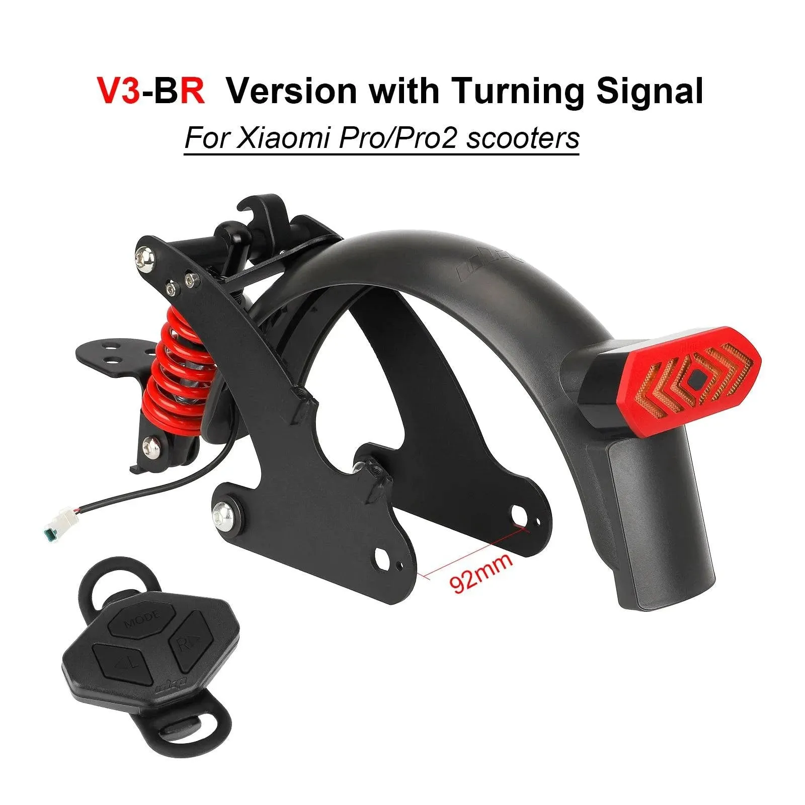 Rear Shock Absorber Electric Scooter Suspension Kit with Remote Control LED Taillight Rear Mudguard Wheel Hub Decorative Cover