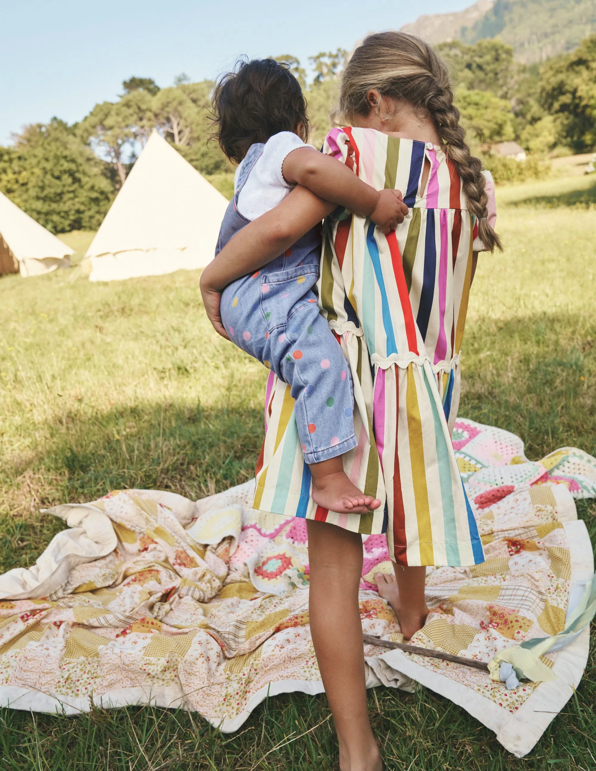 Relaxed Dungarees-Denim Multi Spot