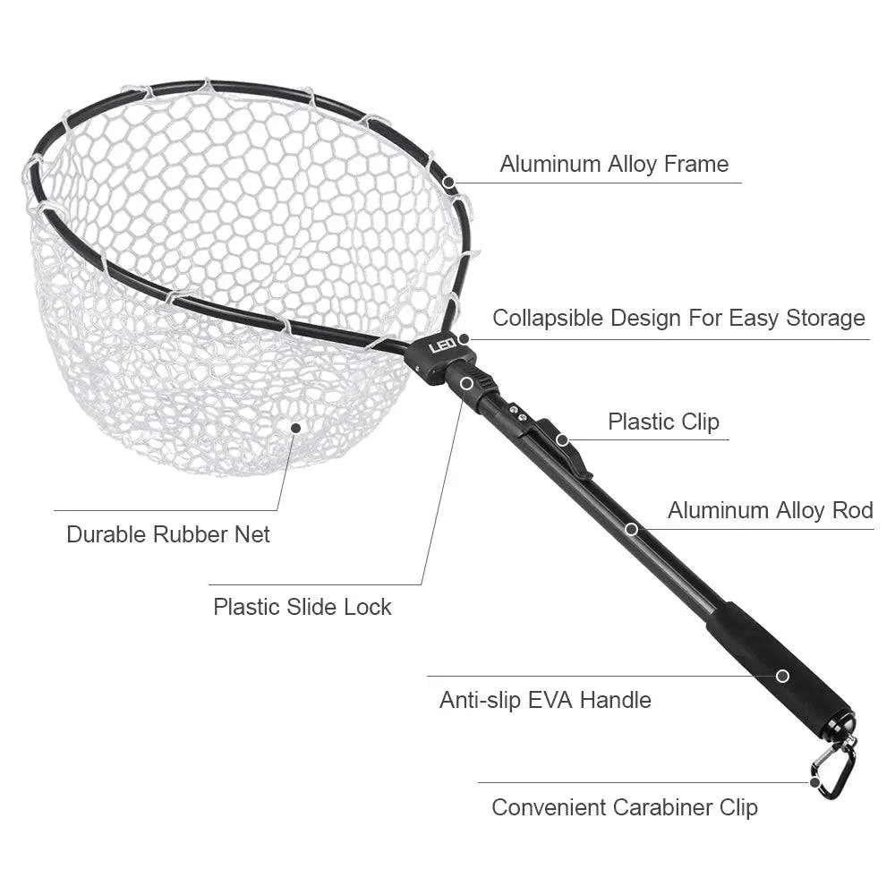 Retractable Fishing Net Foldable Landing Net Pole Folding Landing Net For Outdoor Camping Saltwater Fishing Goods