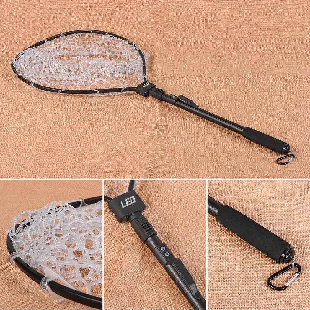 Retractable Fishing Net Foldable Landing Net Pole Folding Landing Net For Outdoor Camping Saltwater Fishing Goods