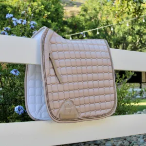 Satin Classic Dressage Saddle Pad - Champagne Cristal Satin Classic Dressage Saddle Pad - Champagne Cristal
