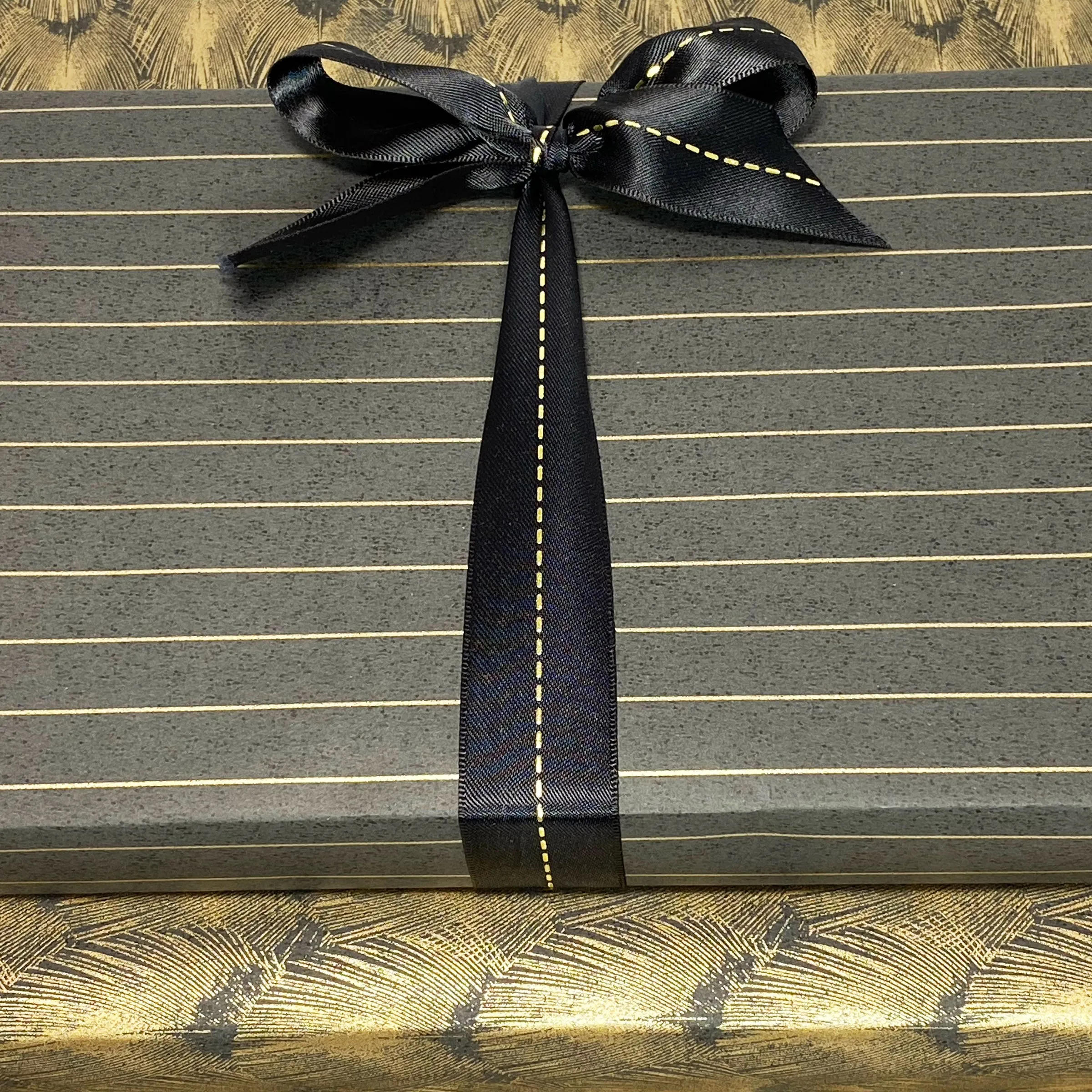 Satin Ribbon Foil Stitch - Black/Gold