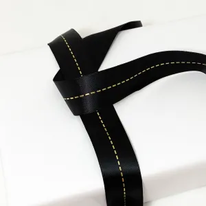 Satin Ribbon Foil Stitch - Black/Gold Satin Ribbon Foil Stitch - Black/Gold