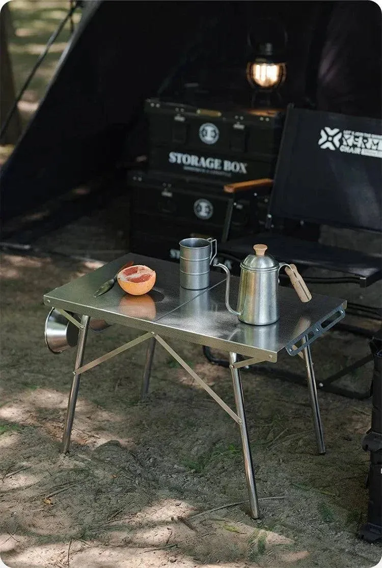 ShineTrip Outdoor Camping BBQ Heat Resistant Table Folding Table Portable Stainless Steel Picnic Table Camping Leisure Suppiles