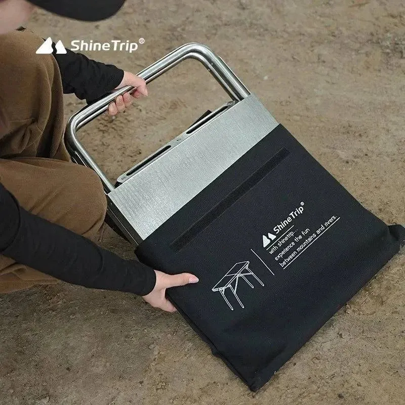 ShineTrip Outdoor Camping BBQ Heat Resistant Table Folding Table Portable Stainless Steel Picnic Table Camping Leisure Suppiles