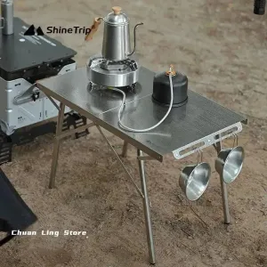 ShineTrip Outdoor Camping BBQ Heat Resistant Table Folding Table Portable Stainless Steel Picnic Table Camping Leisure Suppiles ShineTrip Outdoor Camping BBQ Heat Resistant Table Folding Table Portable Stainless Steel Picnic Table Camping Leisure Suppiles