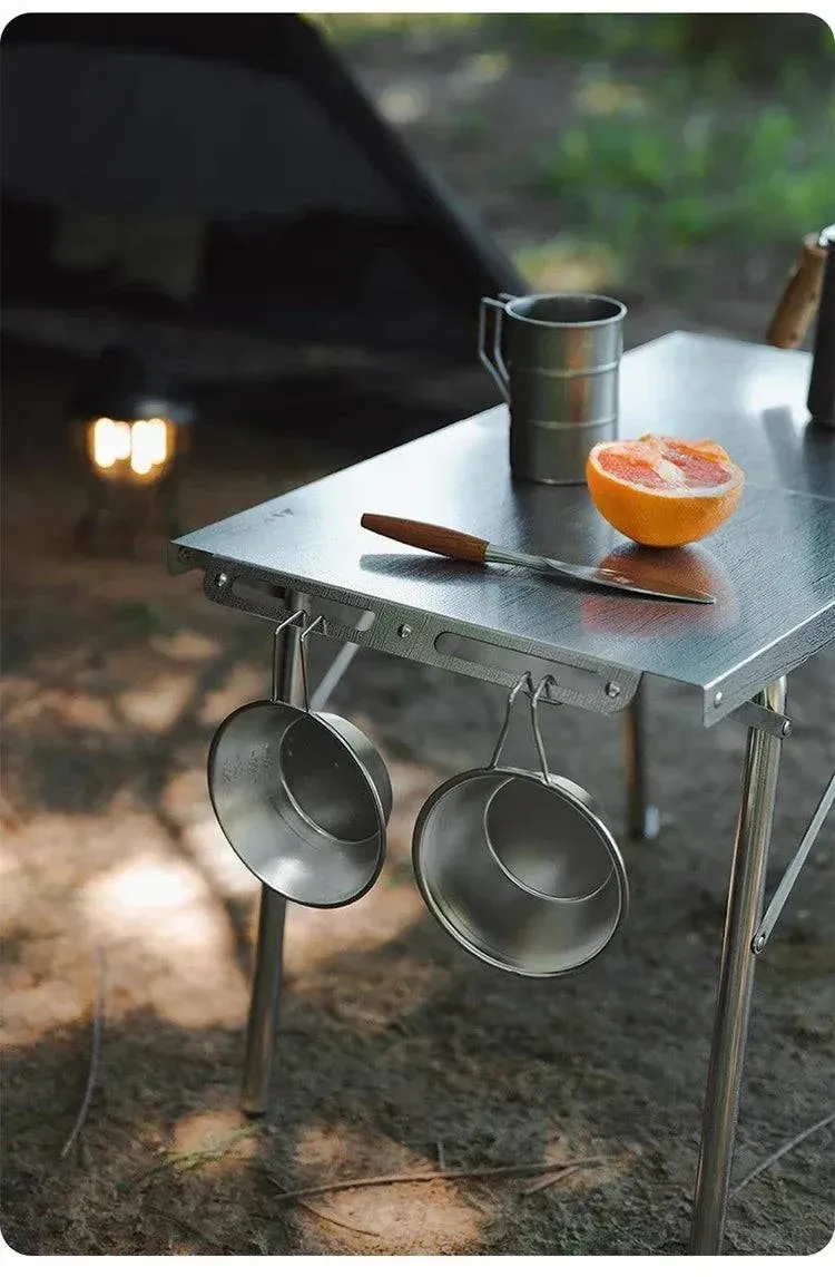 ShineTrip Outdoor Camping BBQ Heat Resistant Table Folding Table Portable Stainless Steel Picnic Table Camping Leisure Suppiles